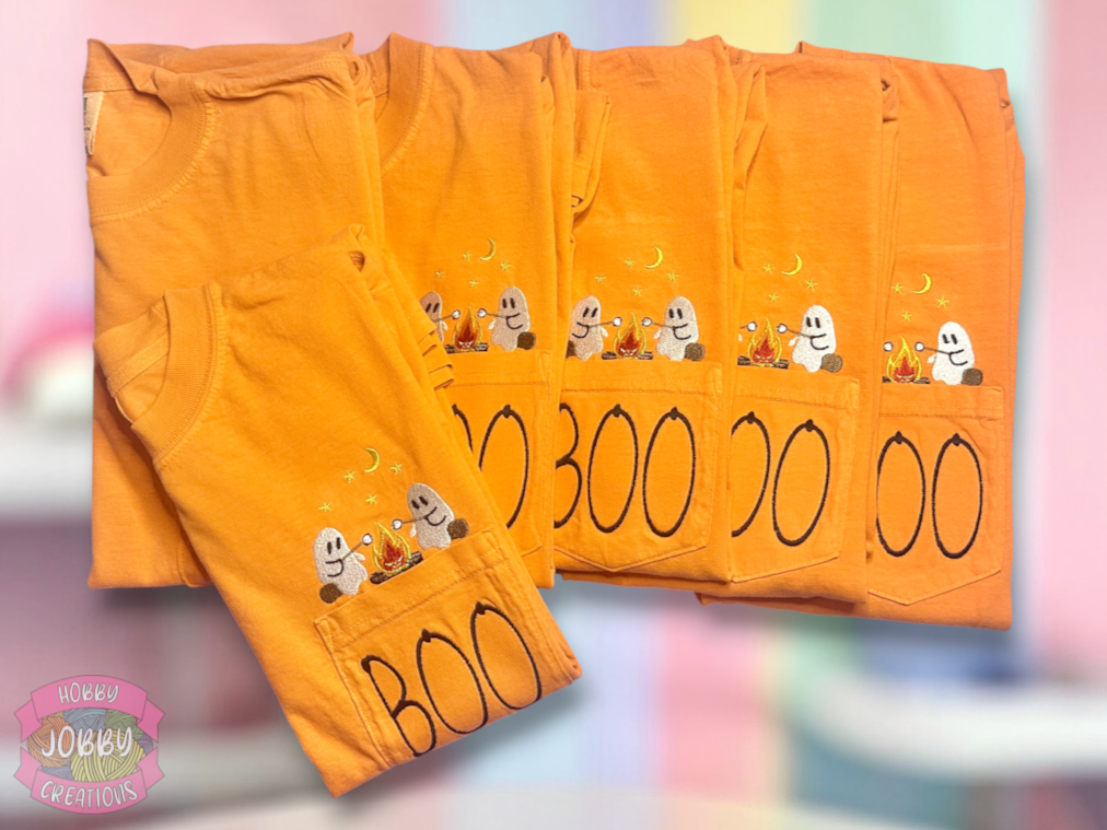 Campfire Ghosties Embroidered Pocket T-Shirt