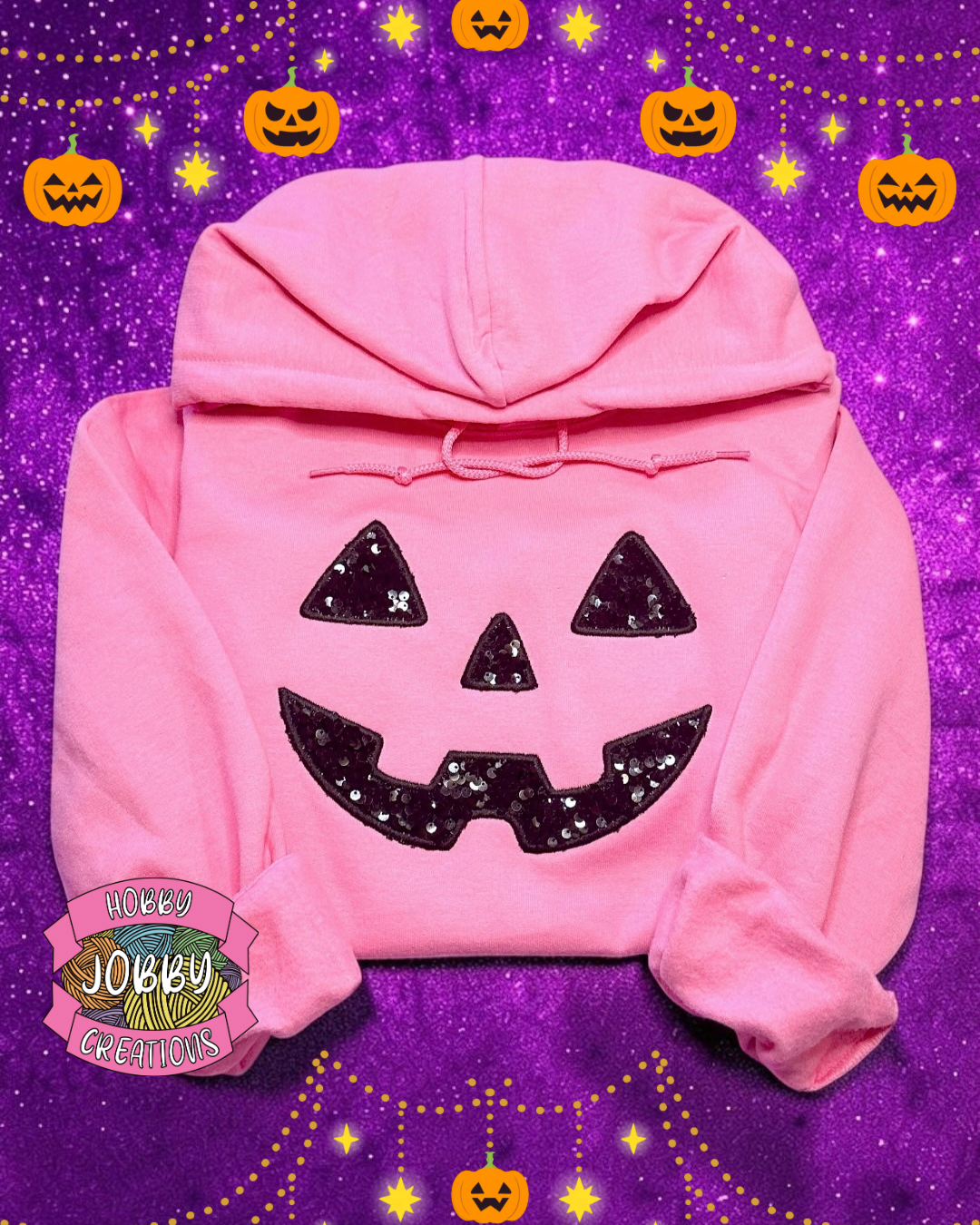 Sequin Jack O Lantern Embroidered Hoodie