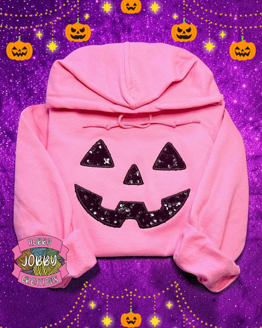 Sequin Jack O Lantern Embroidered Hoodie