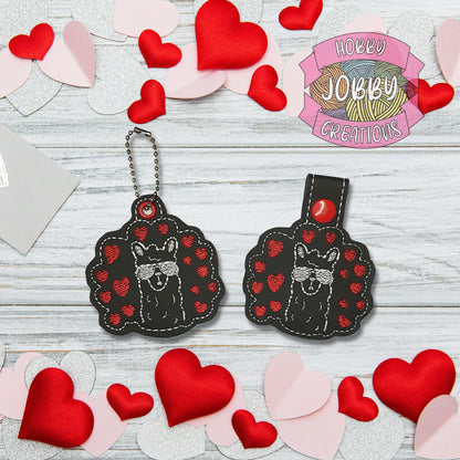 Sketchy Llama Love Snap Tab / Eyelet Digital Embroidery Design