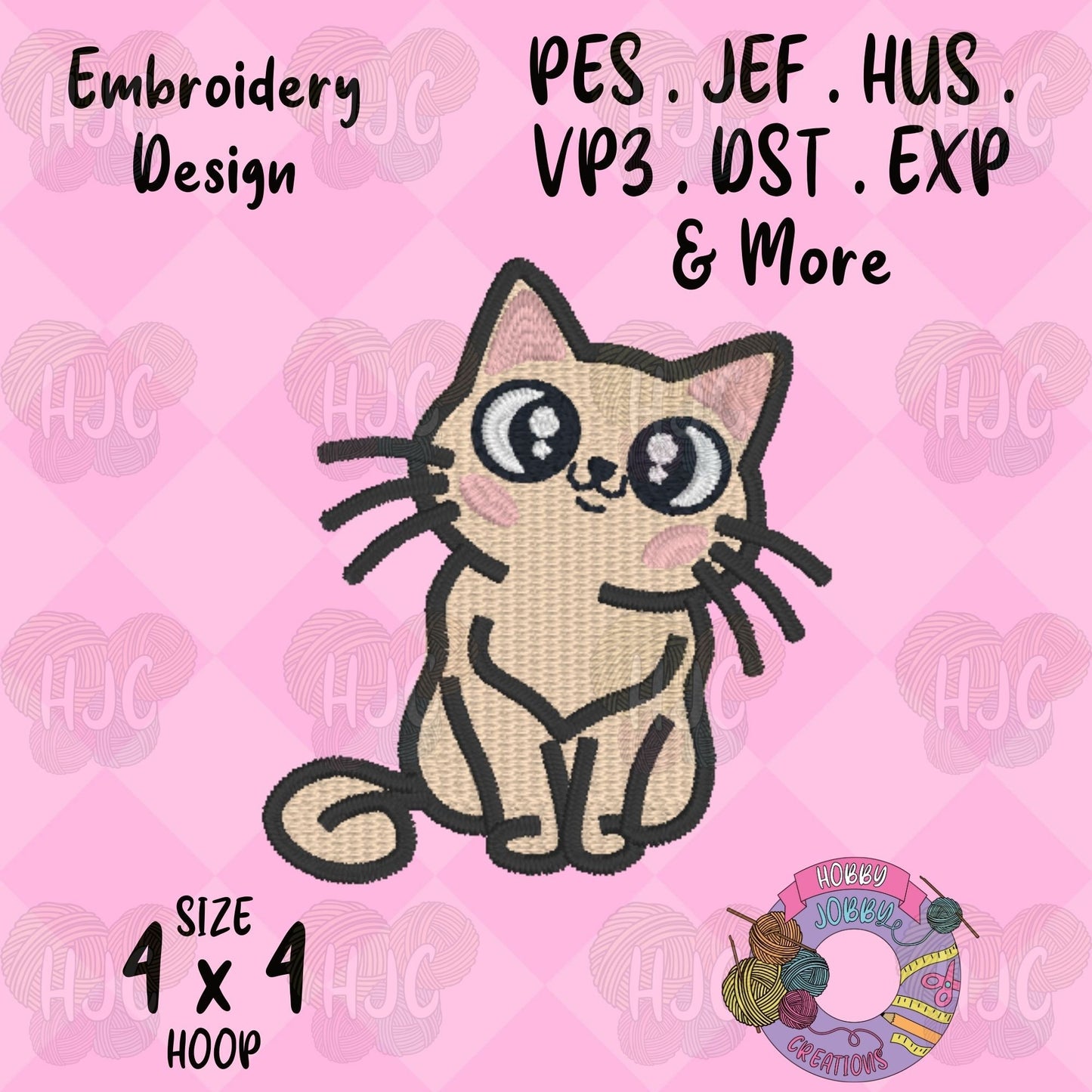 Cute Cat Digital Embroidery Design