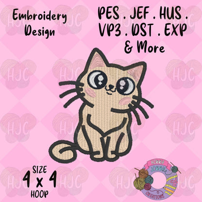 Cute Cat Digital Embroidery Design