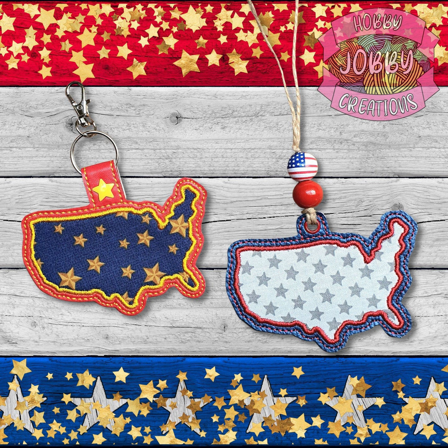 USA Applique Snap Tab / Eyelet Digital Embroidery Design