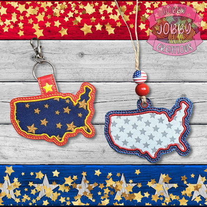 USA Applique Snap Tab / Eyelet Digital Embroidery Design
