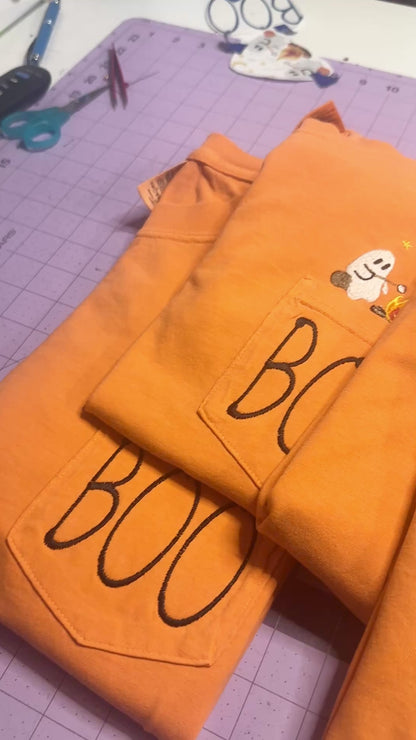 Campfire Ghosties Embroidered Pocket T-Shirt
