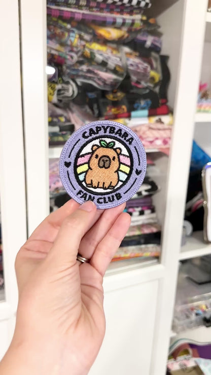 Capybara Fan Club Bomb Embroidered Iron-On Patch