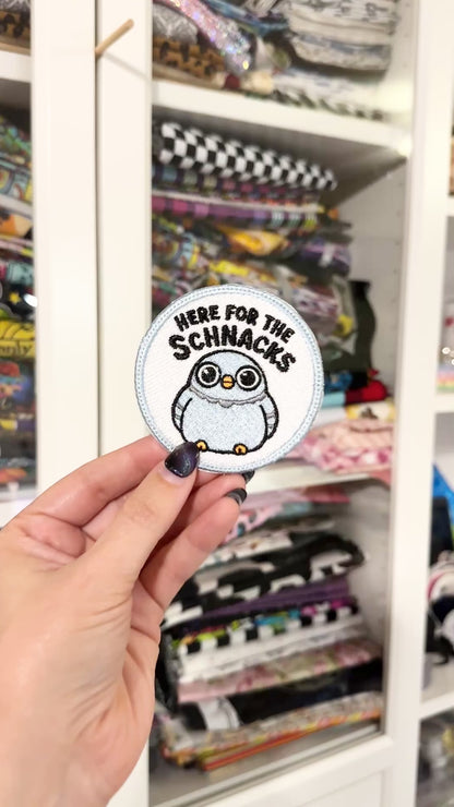 Here For Schnacks Embroidered Iron-On Patch