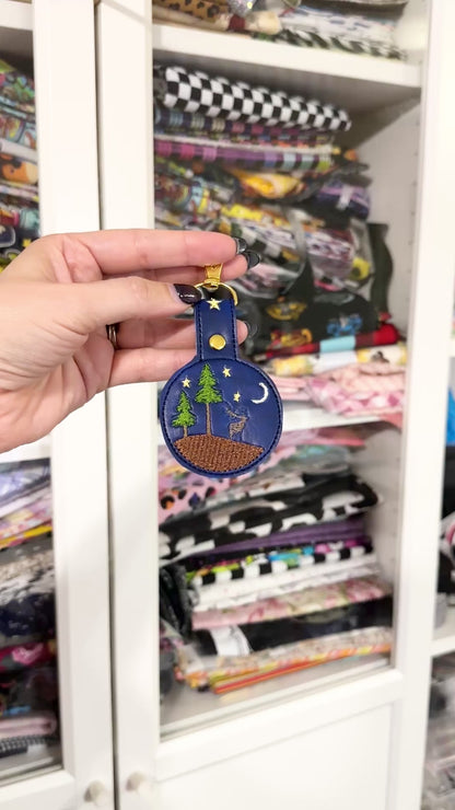 Mountain Top Night Embroidered Keychain