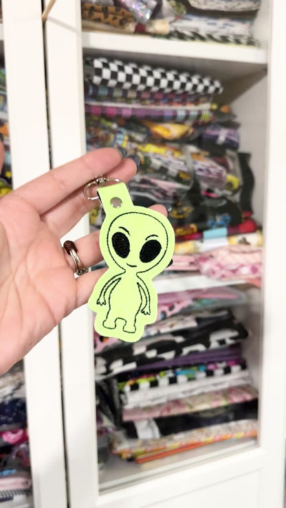 Glow Alien Embroidered Keychain