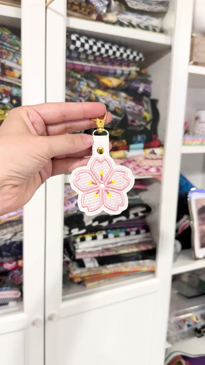 Sakura Flower Embroidered Keychain