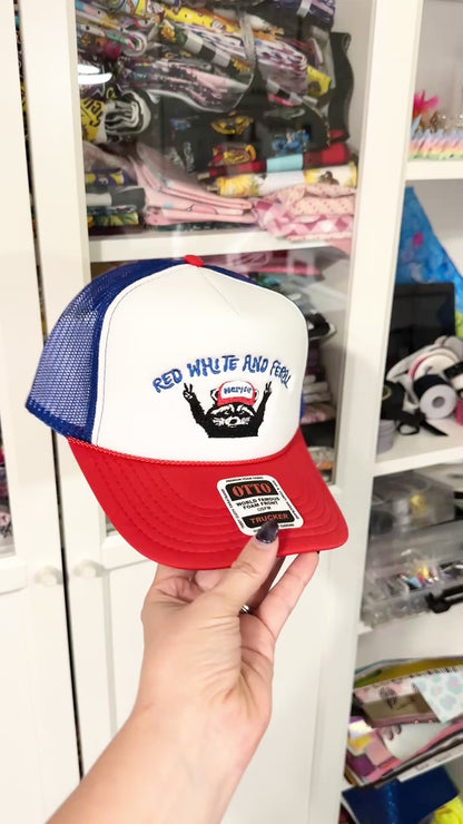 Red White and Feral Embroidered Foam Trucker Hat