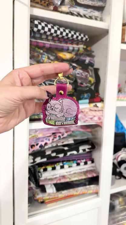 Bookish Cat Embroidered Keychain