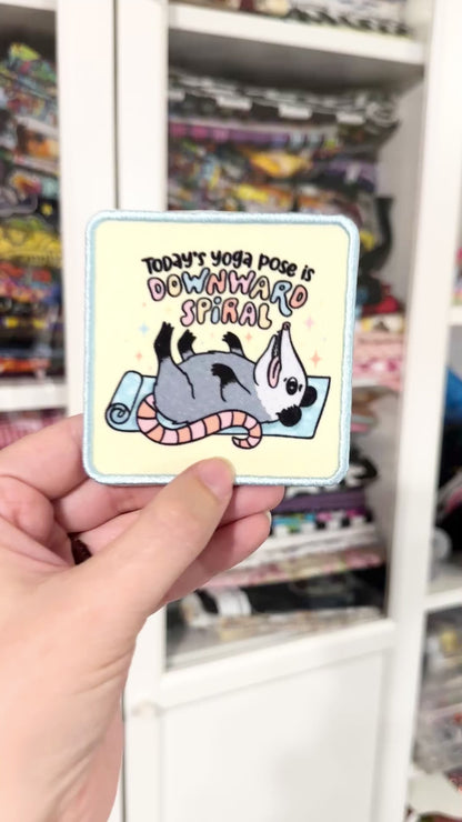 Downward Spiral Opossum Graphic Patch