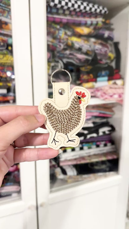 Chicken Embroidered Keychain