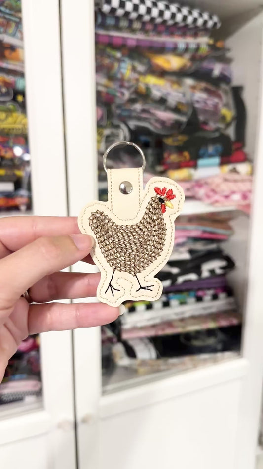 Chicken Embroidered Keychain