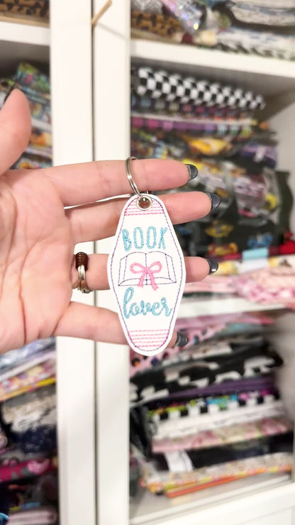 Book Lover Embroidered Keychain