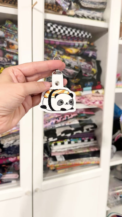 Sushi Panda Embroidered Keychain