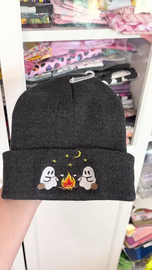 Campfire Ghosties Embroidered Beanie